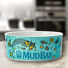 feeding bowl with Mudbay logo and artwork